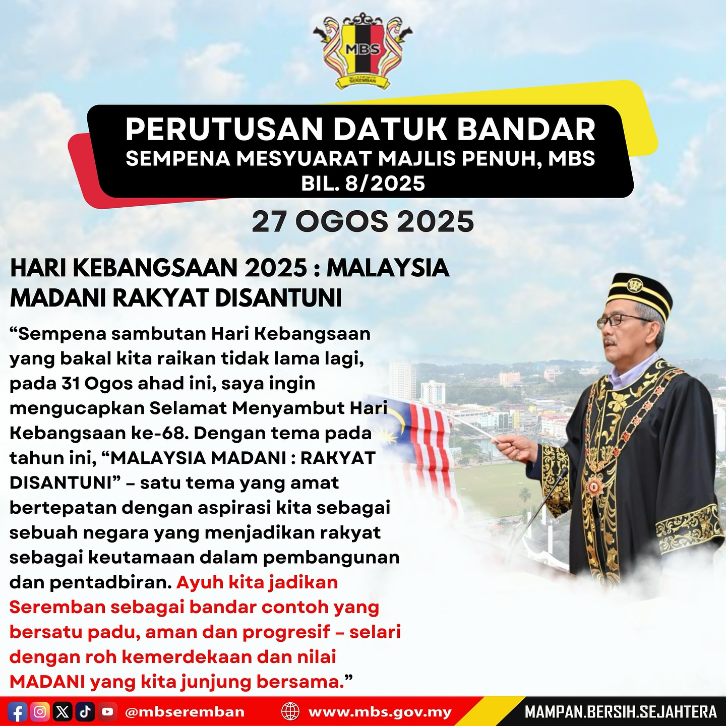 PERUTUSAN DATUK BANDAR SEMPENA MESYUARAT MAJLIS PENUH, MBS BIL 8/2025