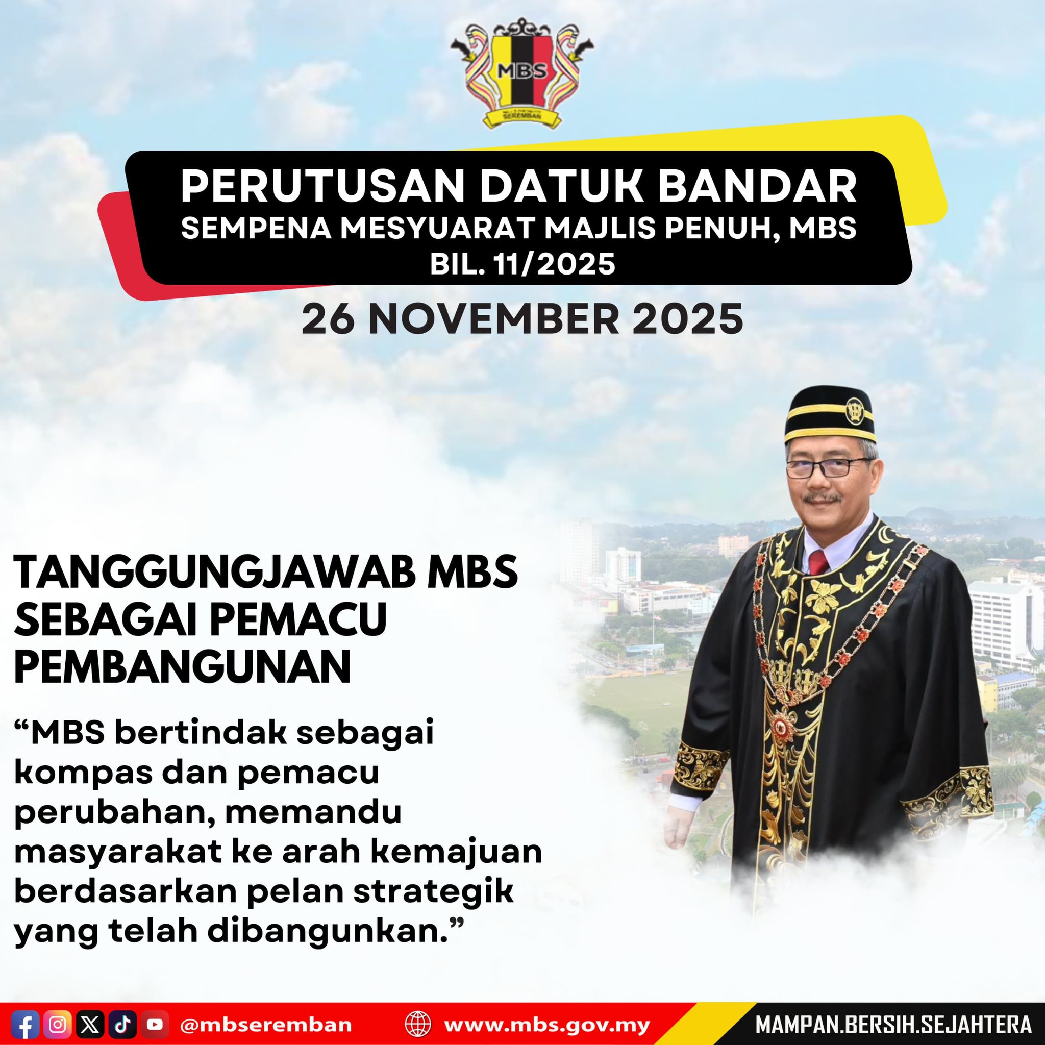 PERUTUSAN DATUK BANDAR SEMPENA MESYUARAT MAJLIS PENUH BIL. 11/2025