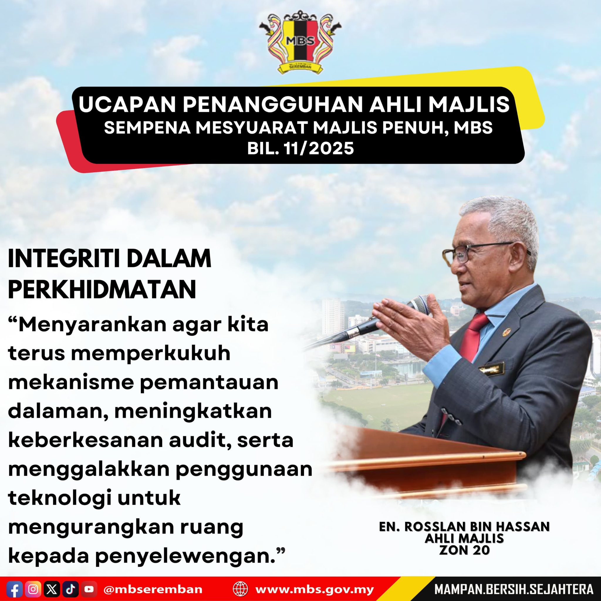 INTIPATI UCAPAN PENANGGUHAN AHLI MAJLIS MBS SEMASA MESYUARAT MAJLIS PENUH BIL. 11/2025 
