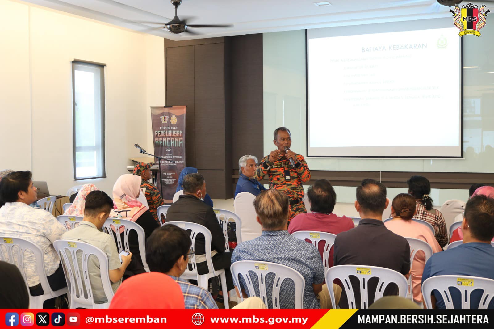 KURSUS ASAS PENGURUSAN BENCANA ANJURAN MAJLIS BANDARAYA SEREMBAN BERSAMA JABATAN BOMBA DAN PENYELAMAT NEGERI SEMBILAN