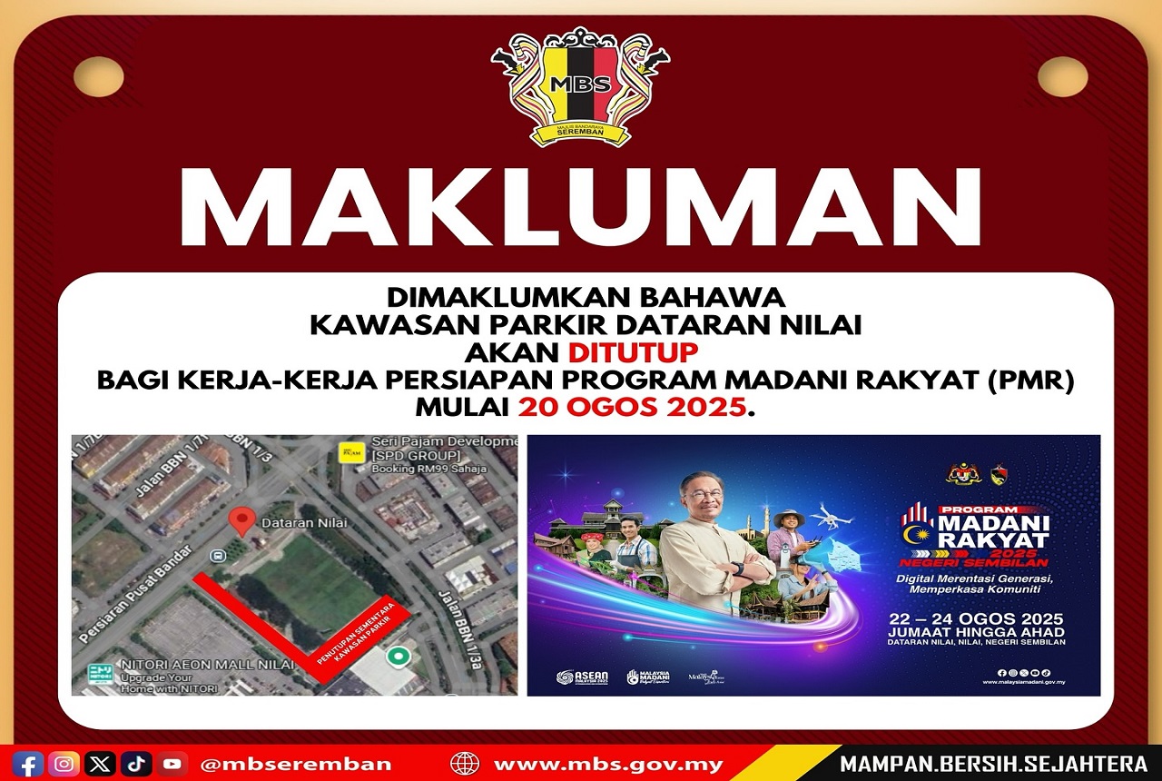 Kawasan Parkir Dataran Nilai Ditutup PMR