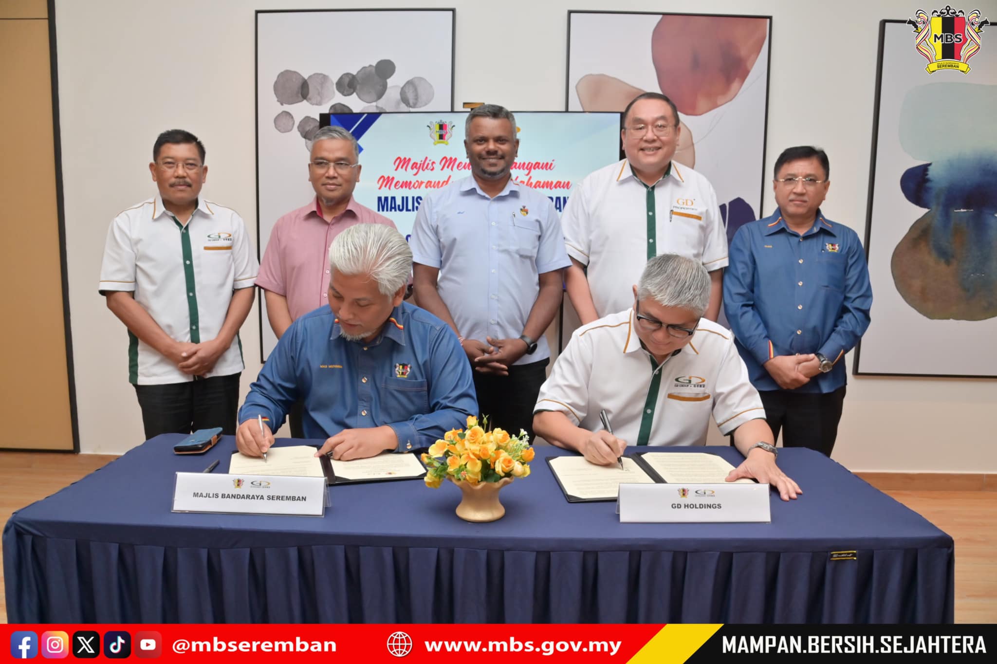 MAJLIS MENANDATANGANI MEMORANDUM PERSEFAHAM DI ANTARA MAJLIS BANDARAYA SEREMBAN BERSAMA GD HOLDINGS SDN. BHD.