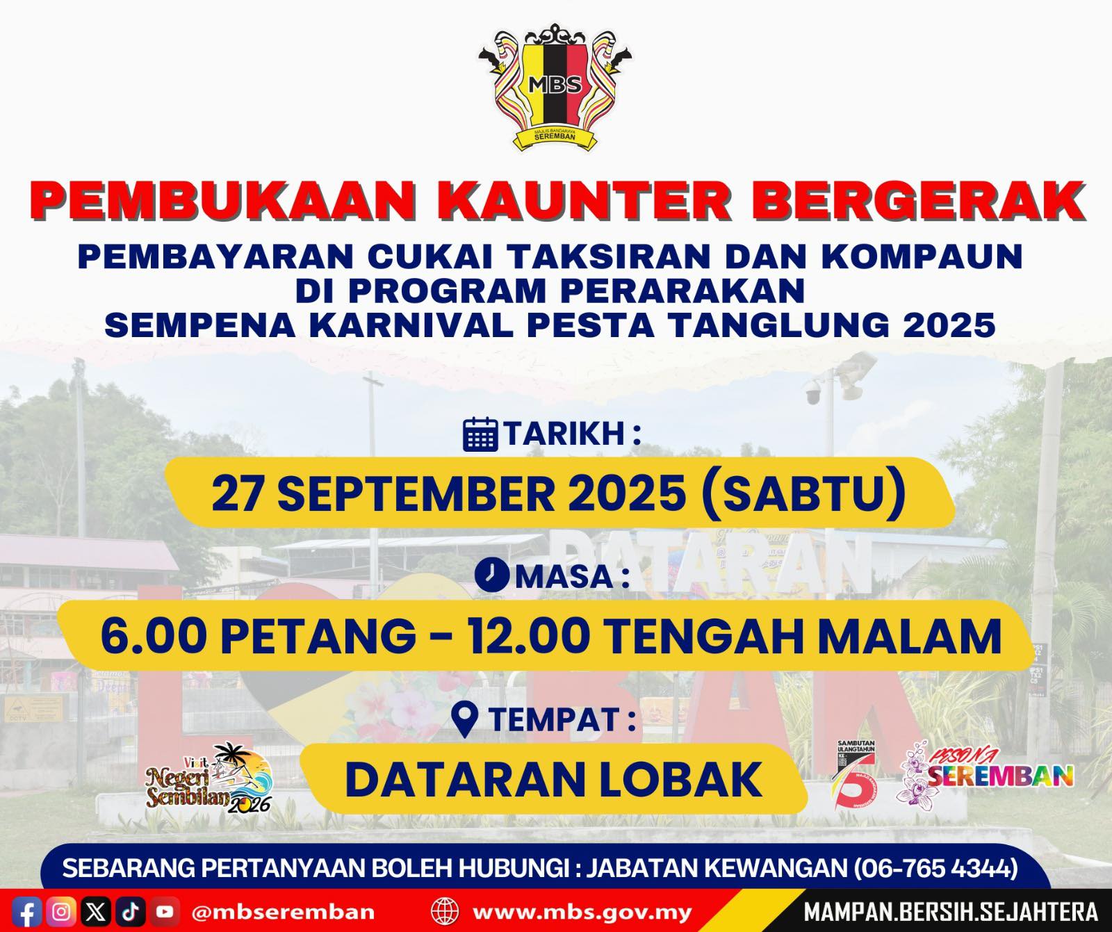 PEMBUKAAN KAUNTER BERGERAK DI PROGRAM PERARAKAN SEMPENA KARNIVAL PESTA TANGLUNG 2025