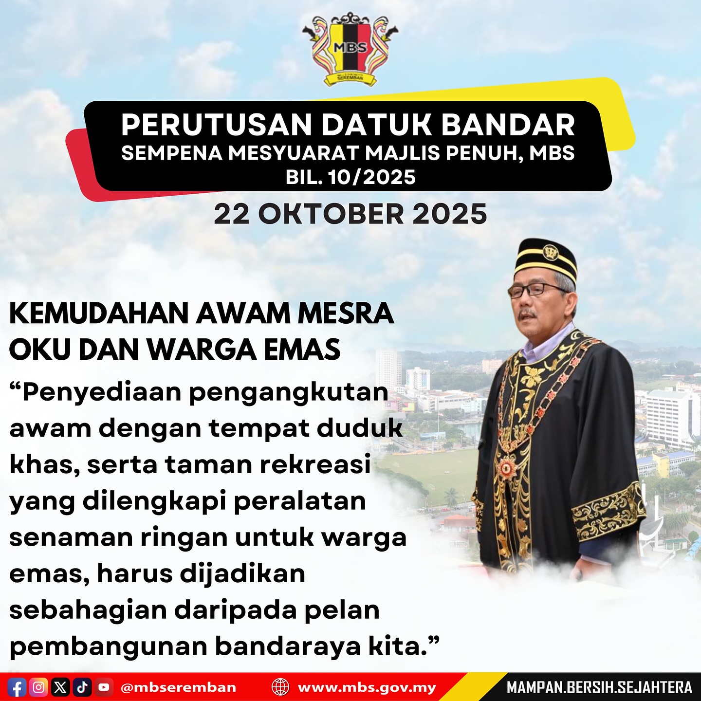PERUTUSAN DATUK BANDAR SEMPENA MESYUARAT MAJLIS PENUH BIL. 10/2025