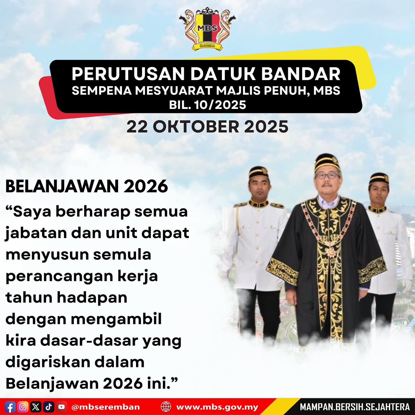 PERUTUSAN DATUK BANDAR SEMPENA MESYUARAT MAJLIS PENUH BIL. 10/2025