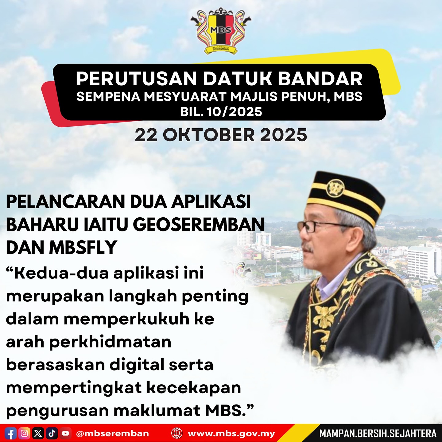 PERUTUSAN DATUK BANDAR SEMPENA MESYUARAT MAJLIS PENUH BIL. 10/2025