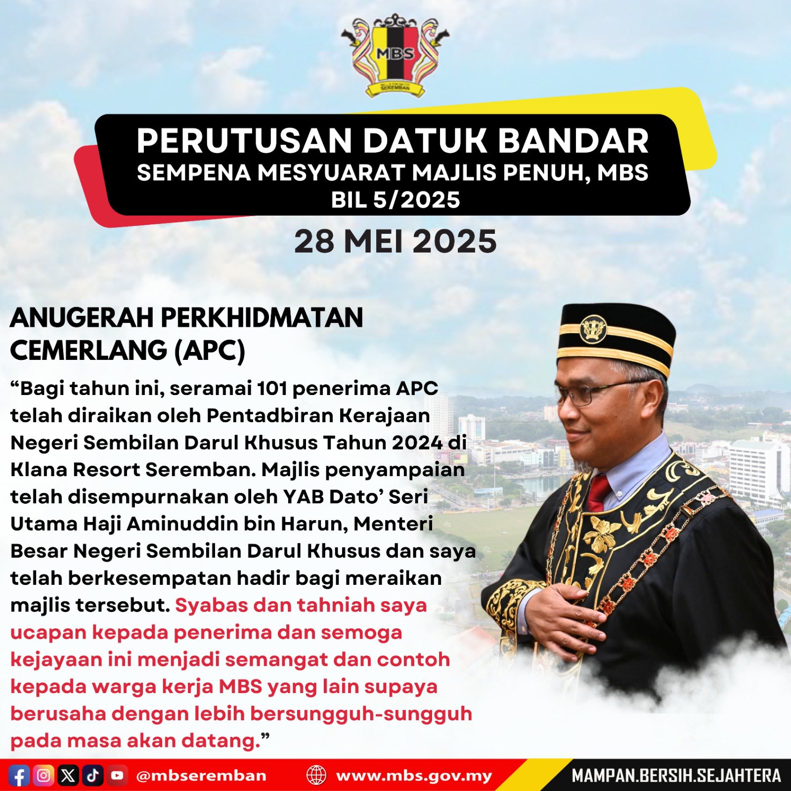 PERUTUSAN YB DATUK BANDAR MAJLIS BANDARAYA SEREMBAN