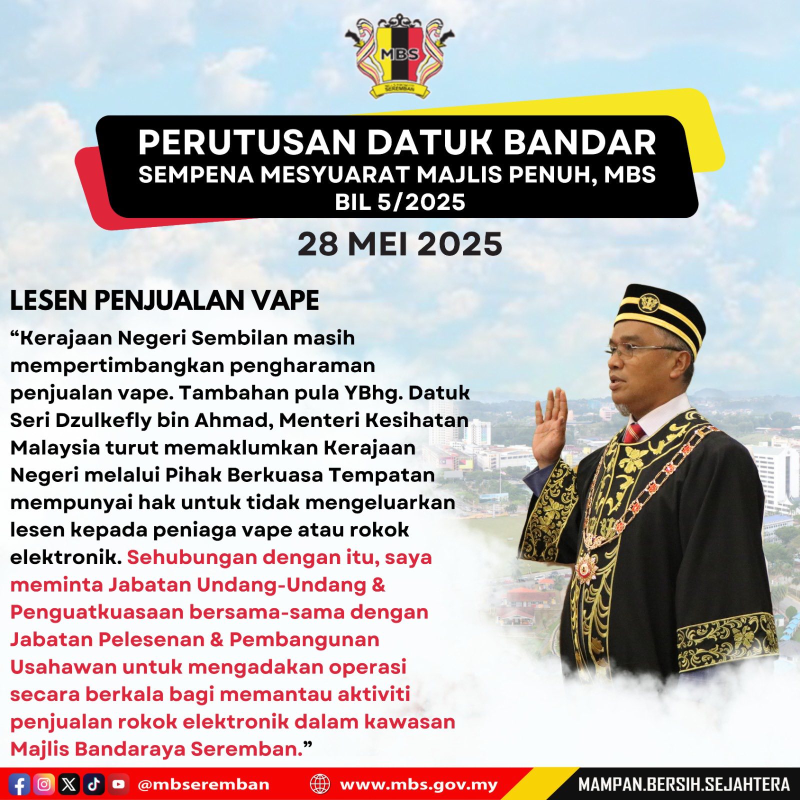 PERUTUSAN YB DATUK BANDAR MAJLIS BANDARAYA SEREMBAN