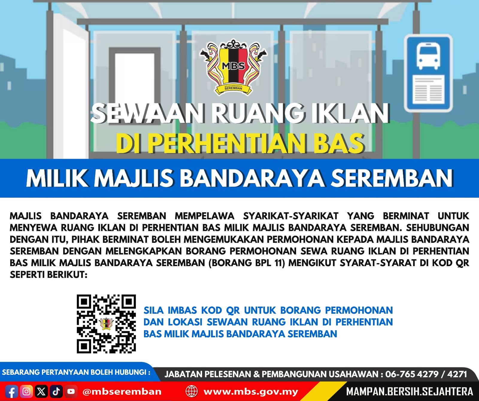 Iklan sewa ruang iklan di bas stop MBS