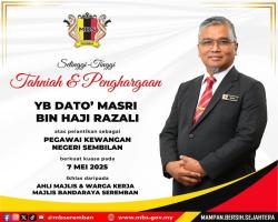 SETINGGI TINGGI TAHNIAH & PENGHARGAAN KEPADA YB DATO' MASRI BIN HAJI RAZALI