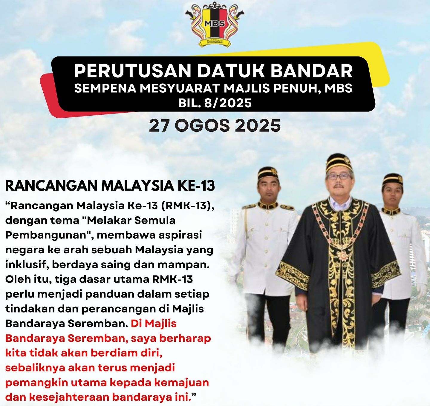 PERUTUSAN DATUK BANDAR SEMPENA MESYUARAT MAJLIS PENUH, MBS BIL 8/2025
